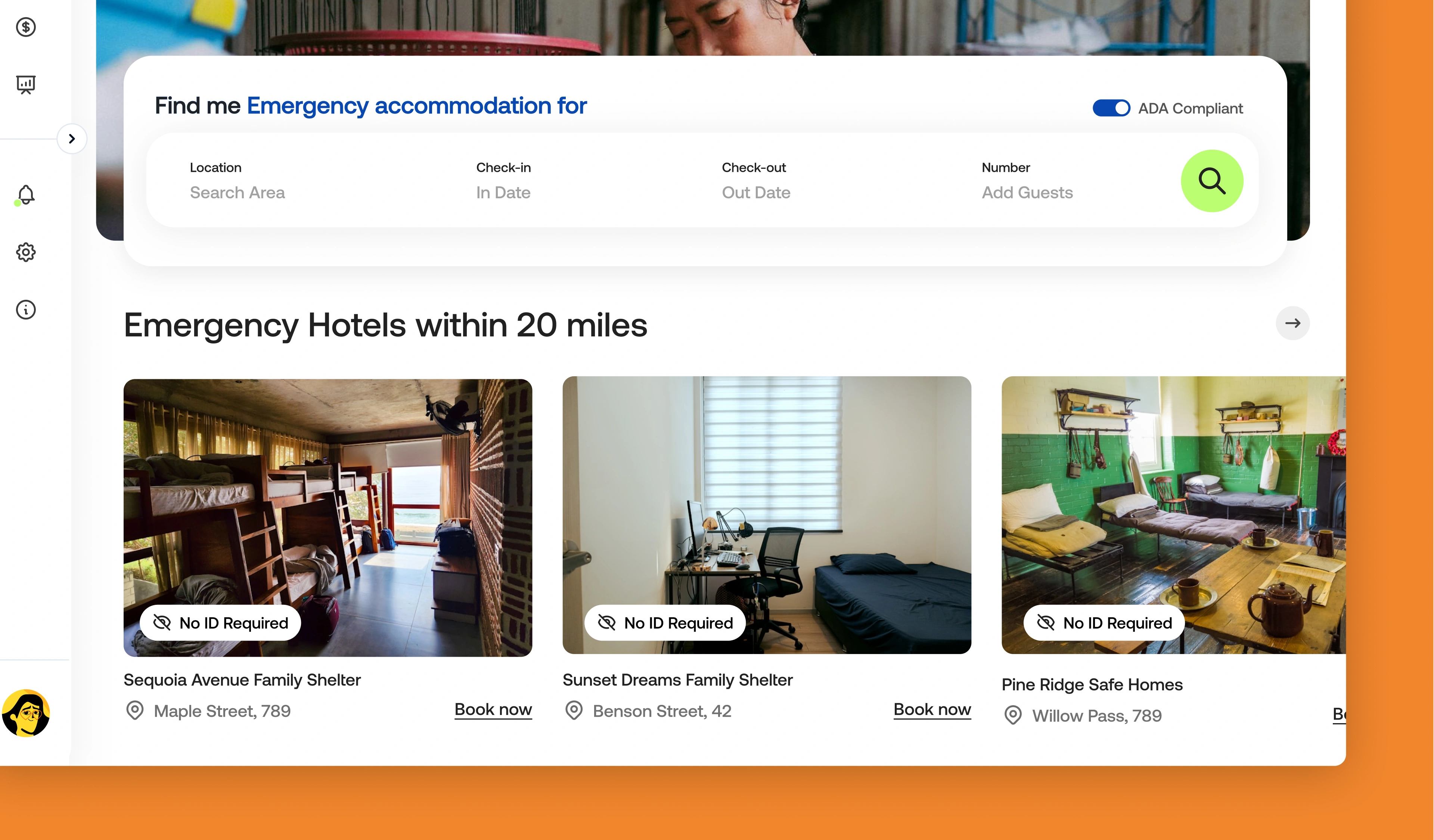 Solution for emergency hotel booking platform