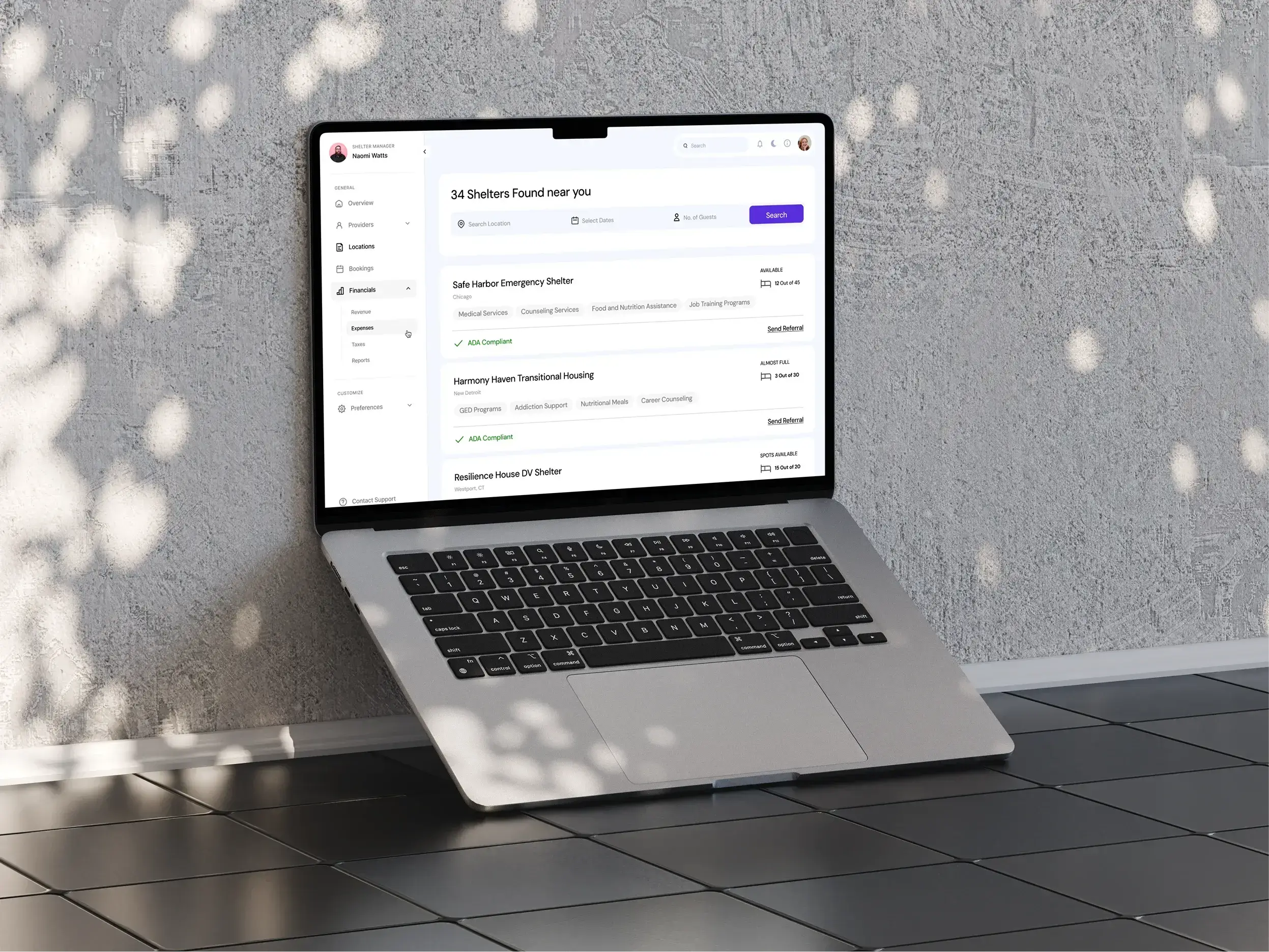 Solution for instant shelter booking platform