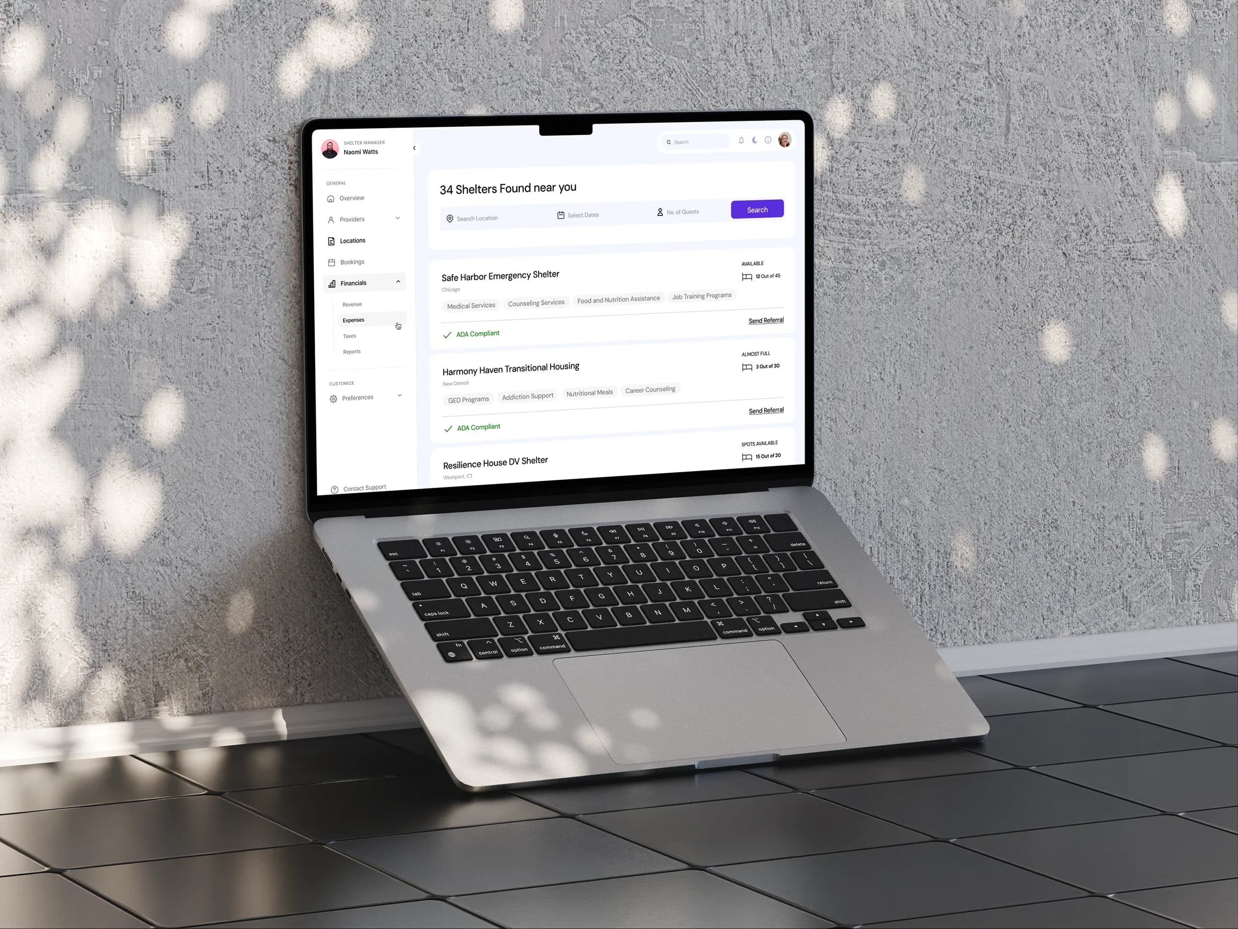 Solution for instant shelter booking platform