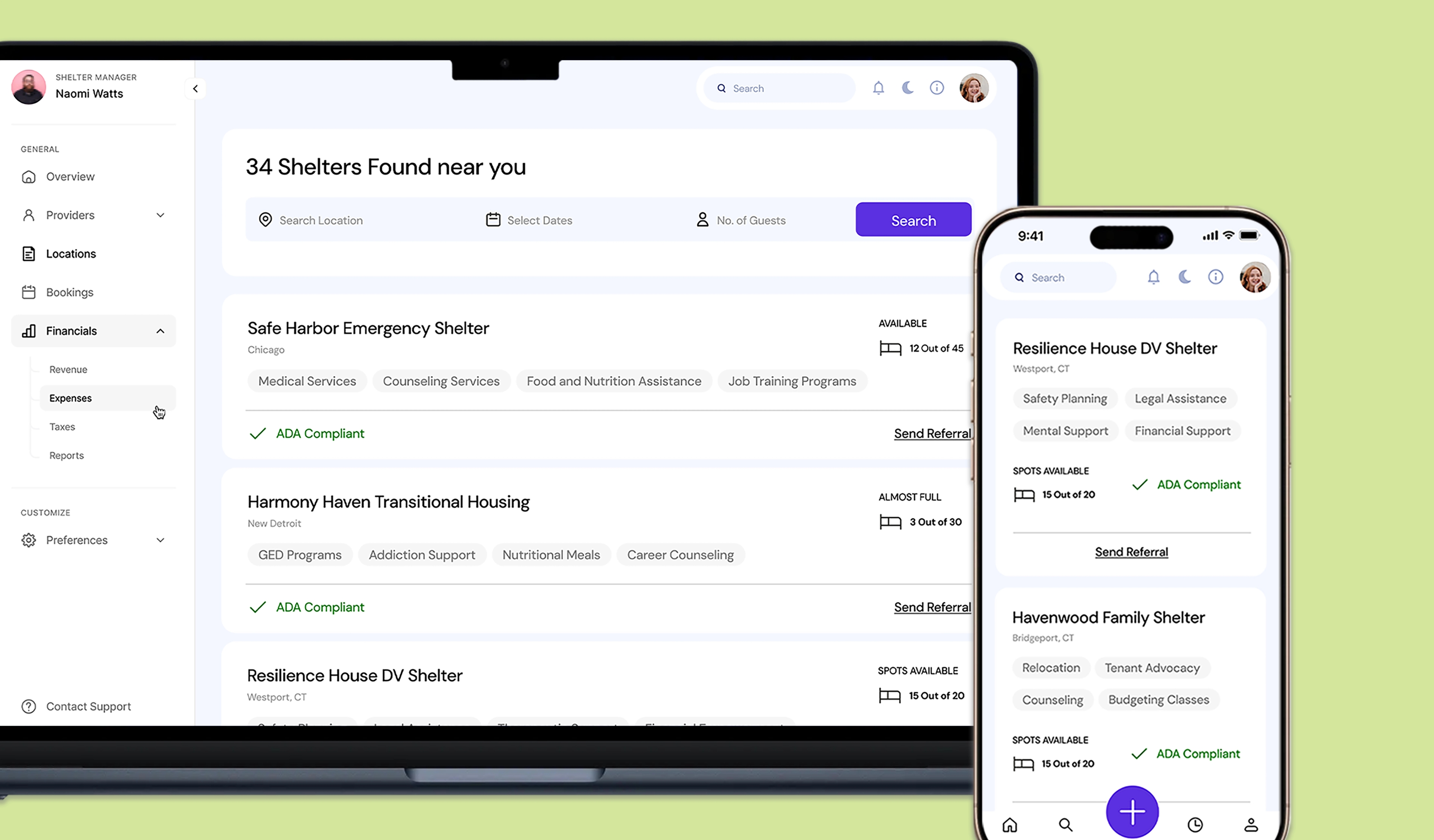 Solution for instant shelter booking platform